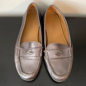 Coach metallic gray slip on loafers, flats, driving shoes